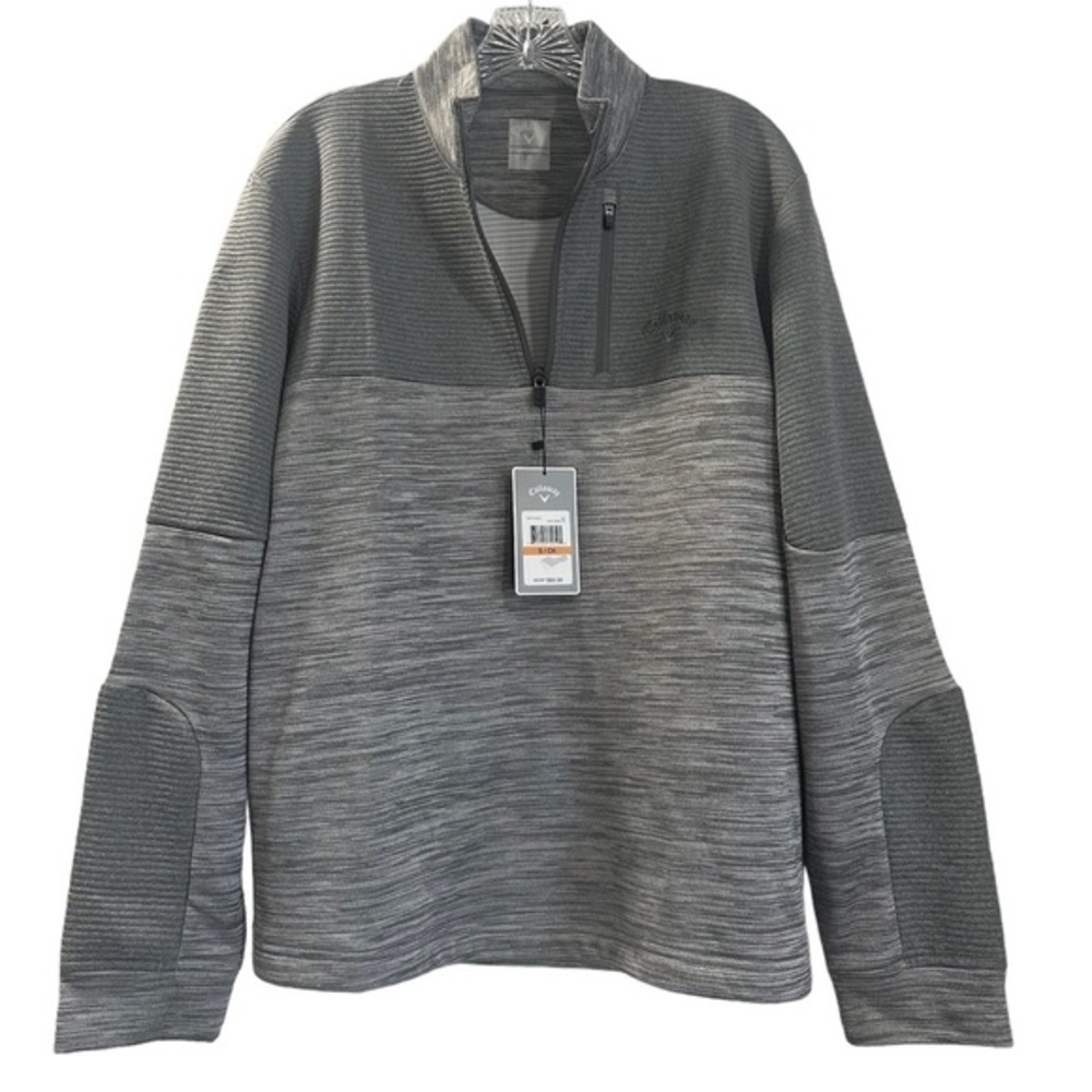 Callaway Golf Tech Fleece Ottoman 1/4 Zip Long Sleeve Pullover Light Gray Small